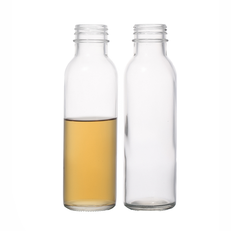 Recycled Cylinder Glass Juice Bottle 350ml Beverage Drinking Packaging