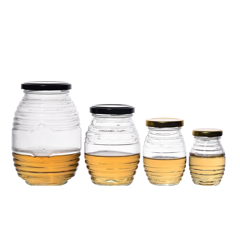 Flint Empty Glass Honey Jars 100ml 250ml 500ml 1000ml Jam Honey Jars Bottle Oval Shaped Wholesale