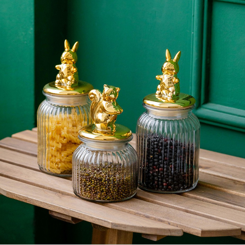 1000ml Cylinder Pumpkin Glass Packaging Jars with Lid