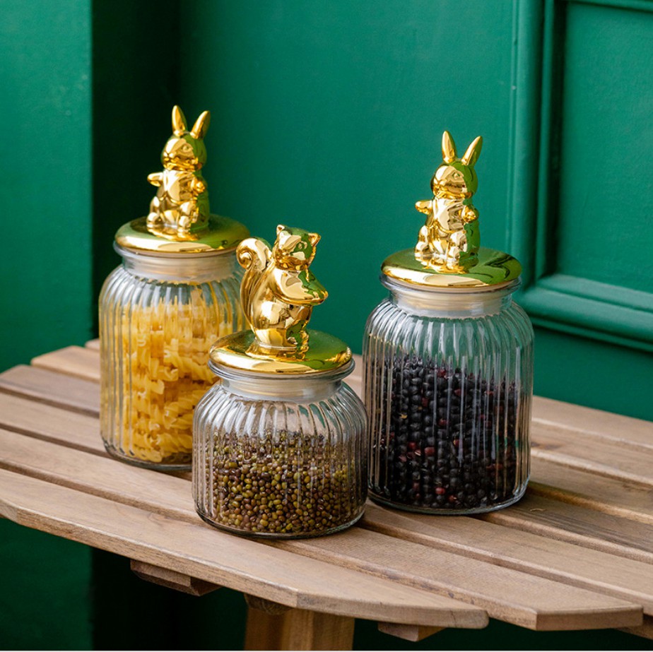 1000ml Cylinder Pumpkin Glass Packaging Jars with Lid
