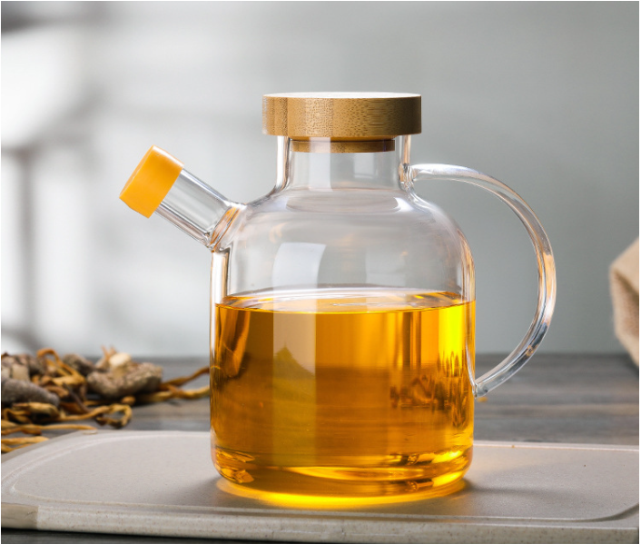 High Borosilicate Glass Cooking Oil Pot with Lids and Handle