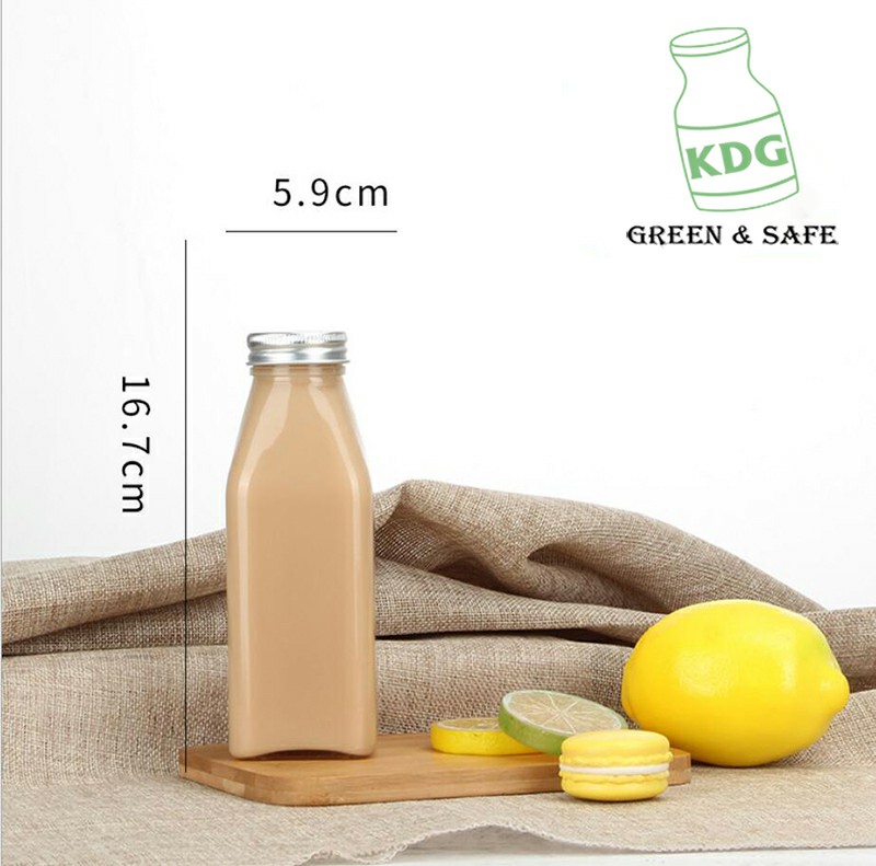 Square Drinking Glass Iced Coffee Milk Bottles with Plastic Lids Wholesale