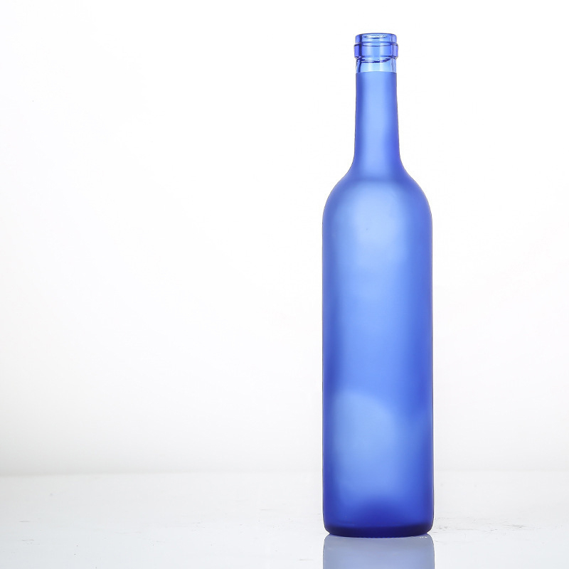 500ml 750ml Blue Clear Frosted Bordeaux Glass Wine Bottles 