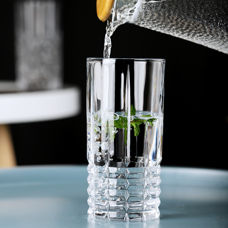 Fashioned Glass Cup 400ml Water Glass Tumblers Whiskey Beverage