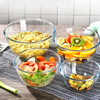 Clear Glass Round Bowl For Salad Fruit Vegetables