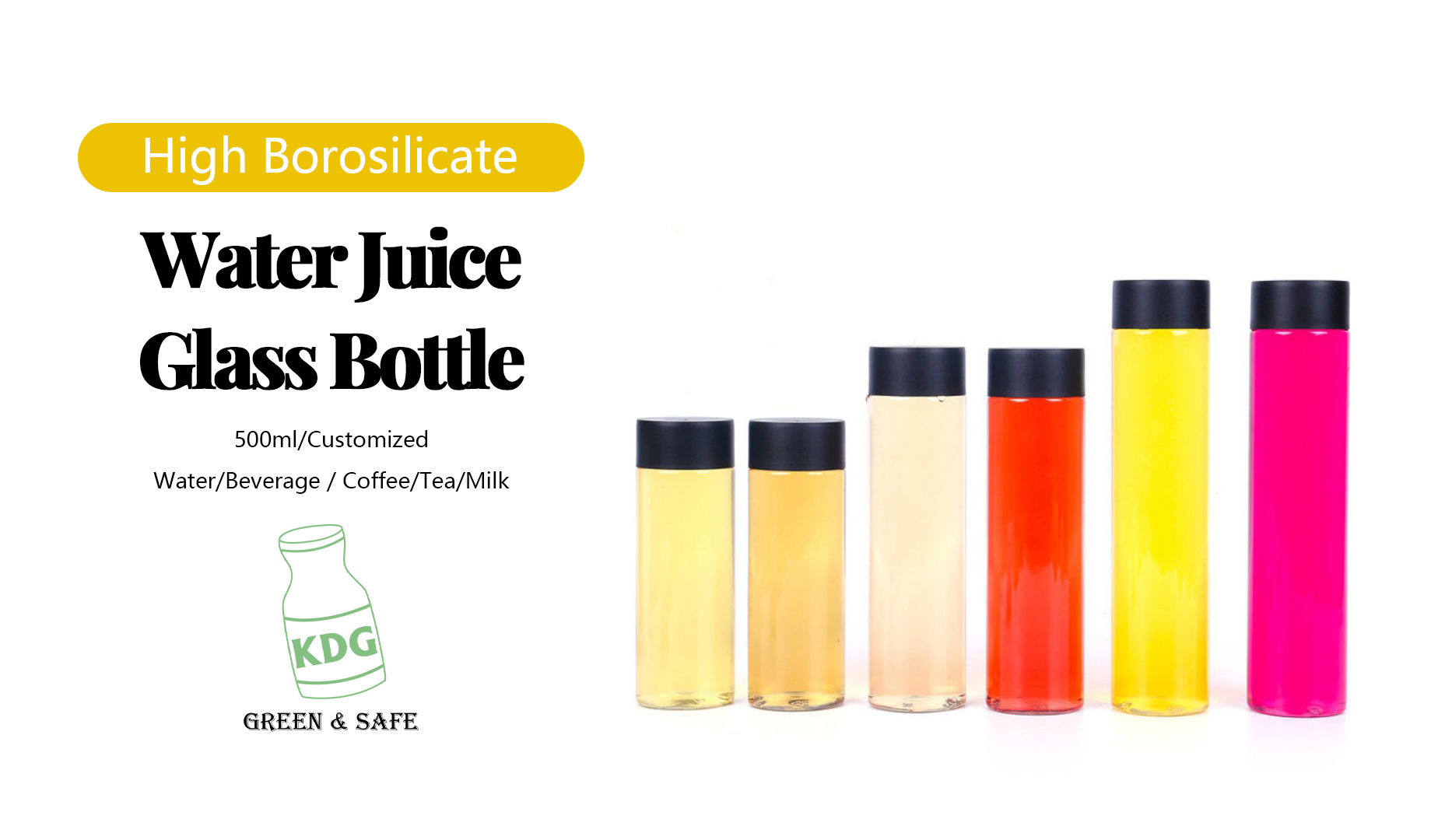 High borosilicate glass water bottle