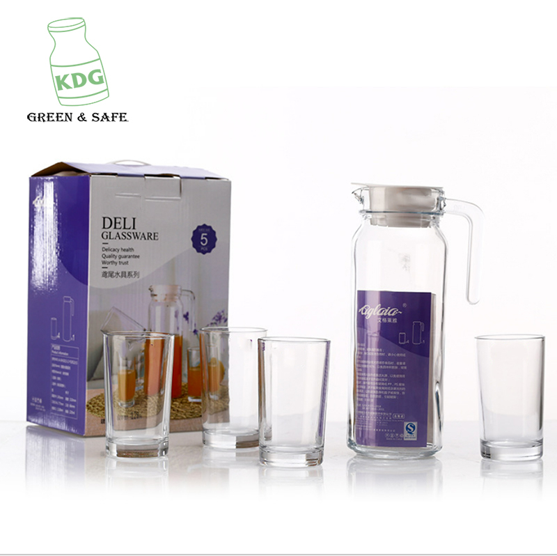 220ml Glass Water Cups Set with 1100ml Clear Water Bottle For Family
