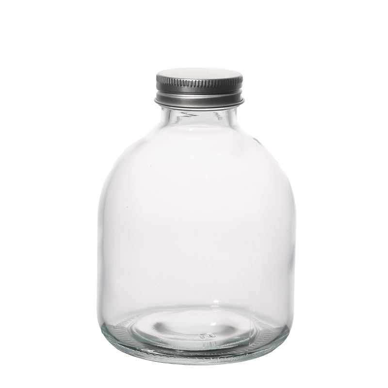 Glass Bottles in Round Shape with Screw Lids Hot Sale