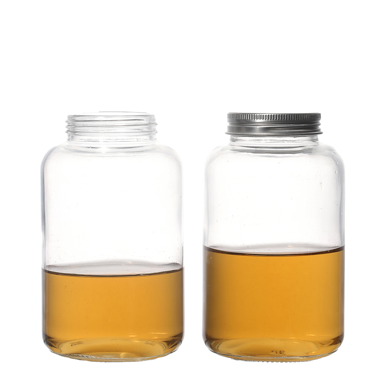 Glass Round Beverage Drinking Bottles with Screw Hole Lid