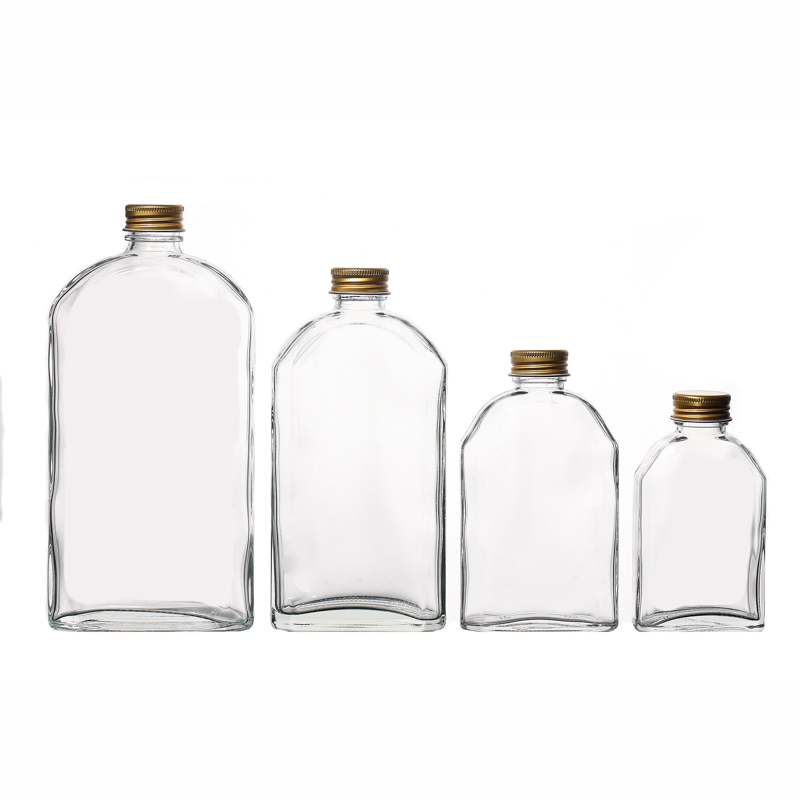 200ml 250ml Flat Shape Takeaway Portable Glass Drinking Bottles