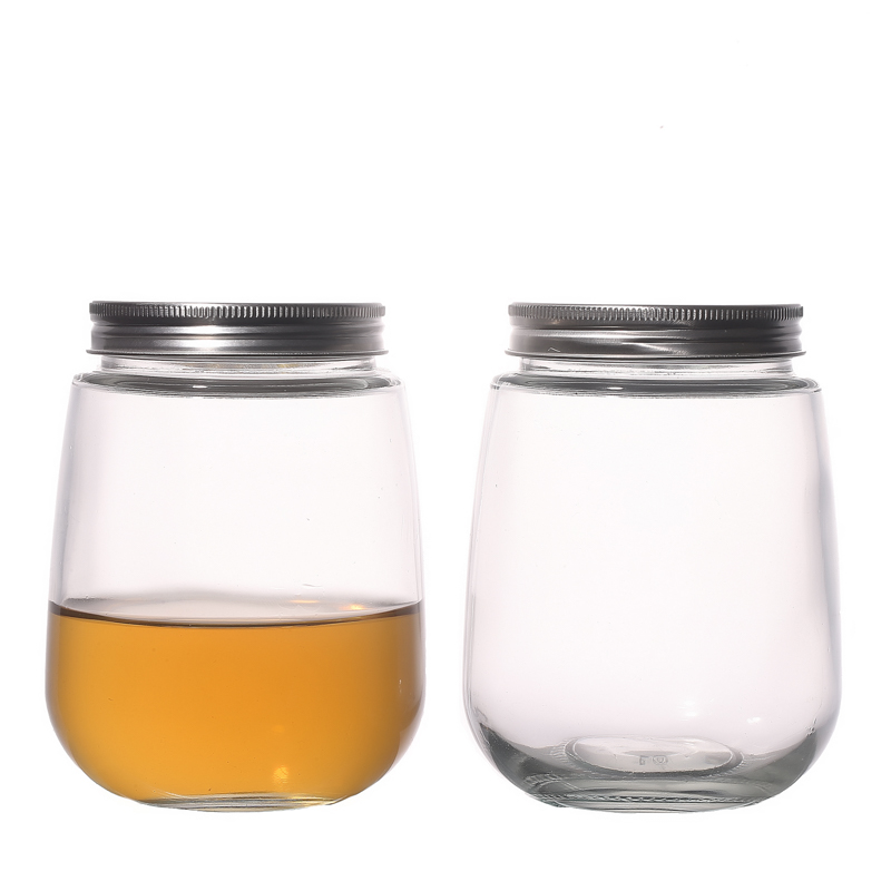 Egg Shape Glass Juice Bottles with Lids For Beverage Drinking