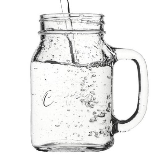 Factory Manufactured 14oz 160z Glass Mouth Clear Mason Jar With Handle