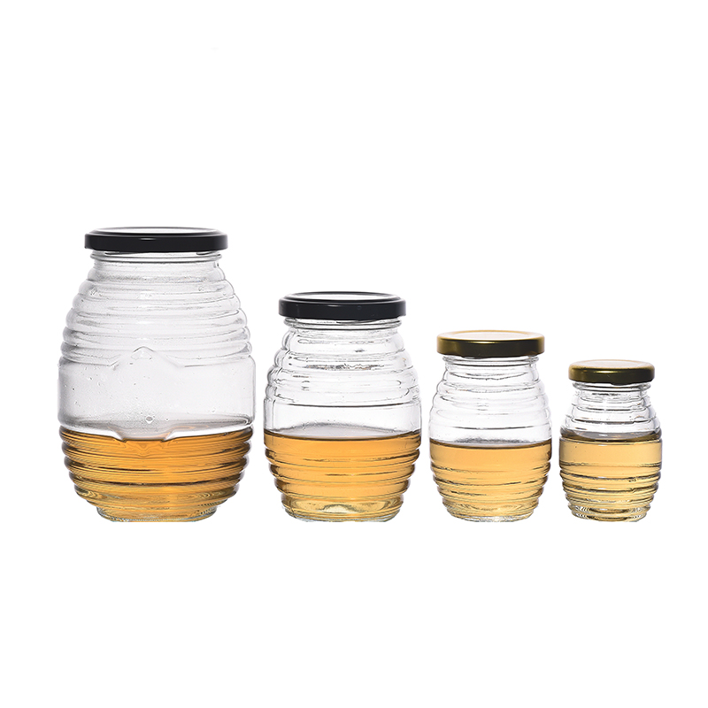 Flint Empty Glass Honey Jars 100ml 250ml 500ml 1000ml Jam Honey Jars Bottle Oval Shaped Wholesale