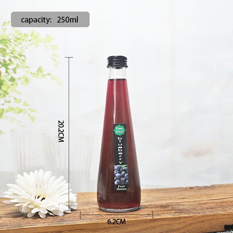 300ml Beverage Glass Bottles Drinking Juice Milk Bottle with Lids