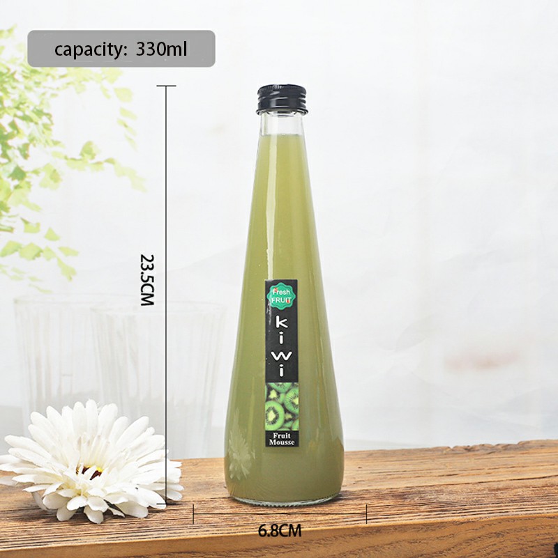 300ml Beverage Glass Bottles Drinking Juice Milk Bottle with Lids